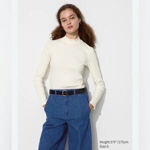 Uniqlo Ribbed High Neck Long-Sleeve T-Shirt